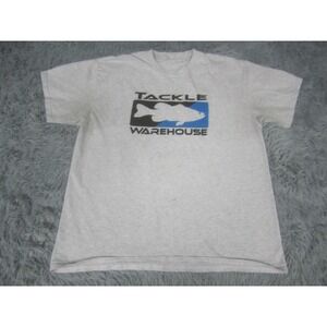 Tackle Warehouse Shirt Mens Large Gray Fish Logo Graphic Tee Bass Fishing